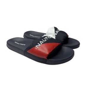 Nautica Women’s Blue Red & White Slide Sandals Size 10